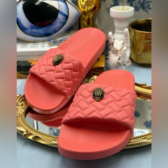 🆕 KURT GEIGER LONDON 🧿 NWOT Meena Eagle Quilted Slide, Salmon - Sz 40 US 9 - Picture 8 of 12